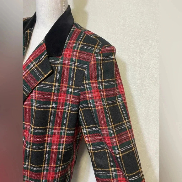 Sellecca Vintage Plaid Blazer With Velvet Collar‎ Women’s Size 14 NWT - Picture 4 of 12